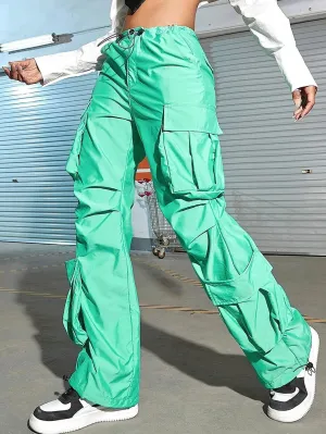 Plain High Waist Cargo Pants